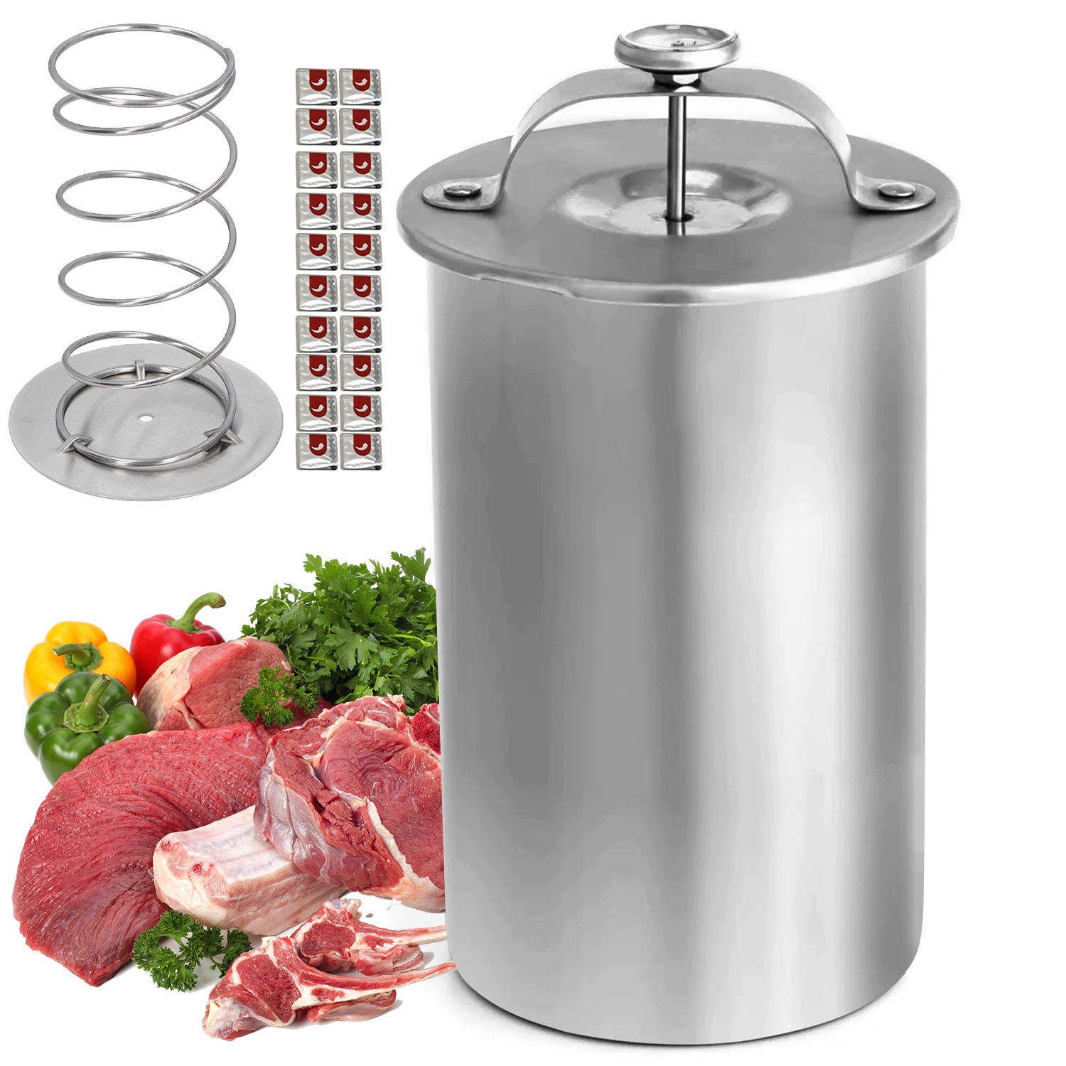 Hrnec Šunkovar Ocelový 1,2KG Maso Teploměr 20X Sáček Sada Dárek