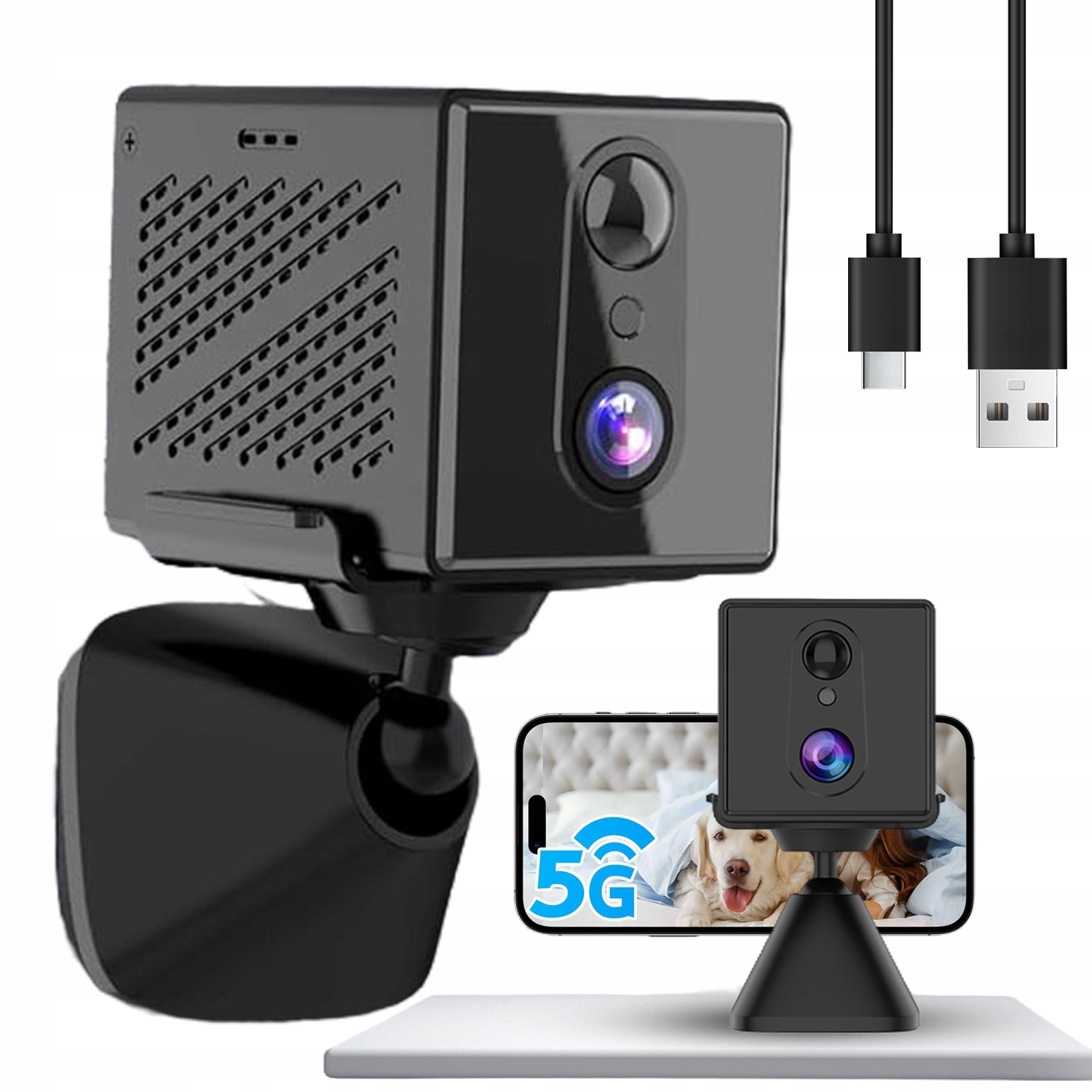 Mini Smart Wifi Kamera 5G Černá Bezdrátová S Nočním Viděním A Pohybovým Senzorem