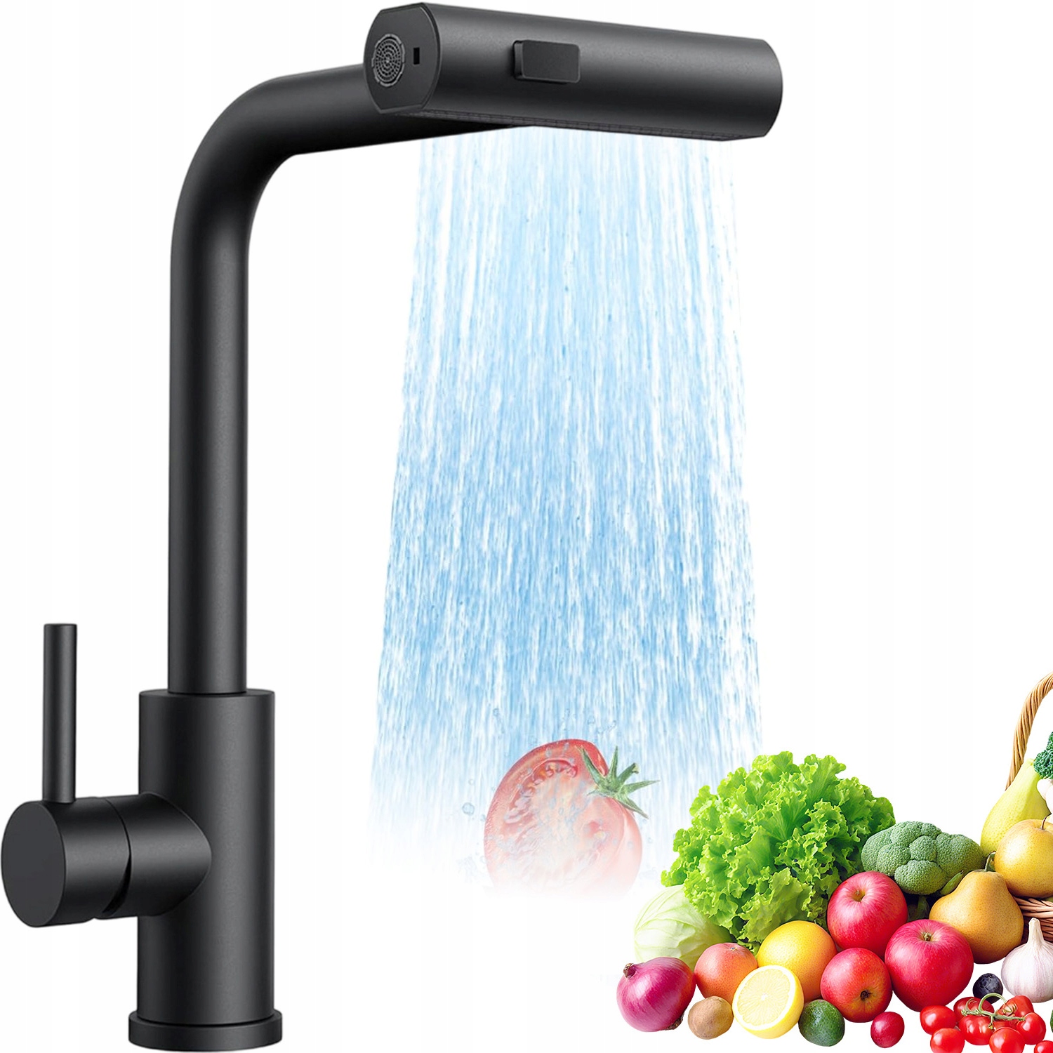 Kuchyňský Kohout G3/8 Kuchyňská Baterie Černá Inox Vytahovací Sprcha Stojící