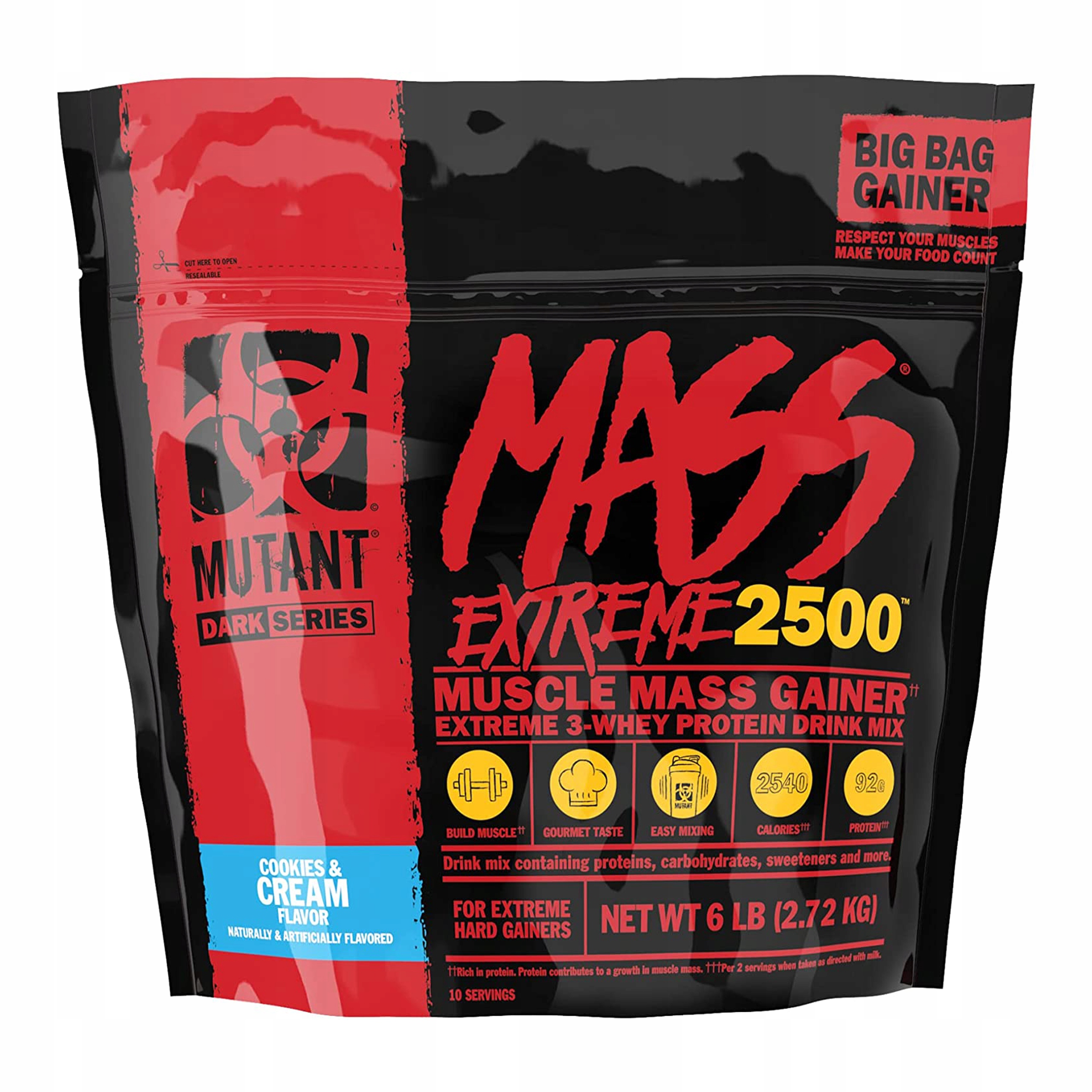 Gainer Mutant Mass 2720g Cookies Cream Proteinová hmota Extreme 2500