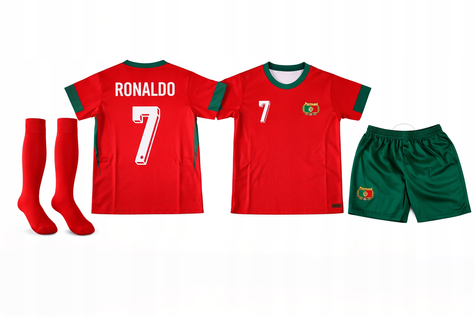 RONALDO PORTUGALIA STRÓJ KOMPLET PIŁKARSKI ZESTAW NA 155-165 CM WZROSTU