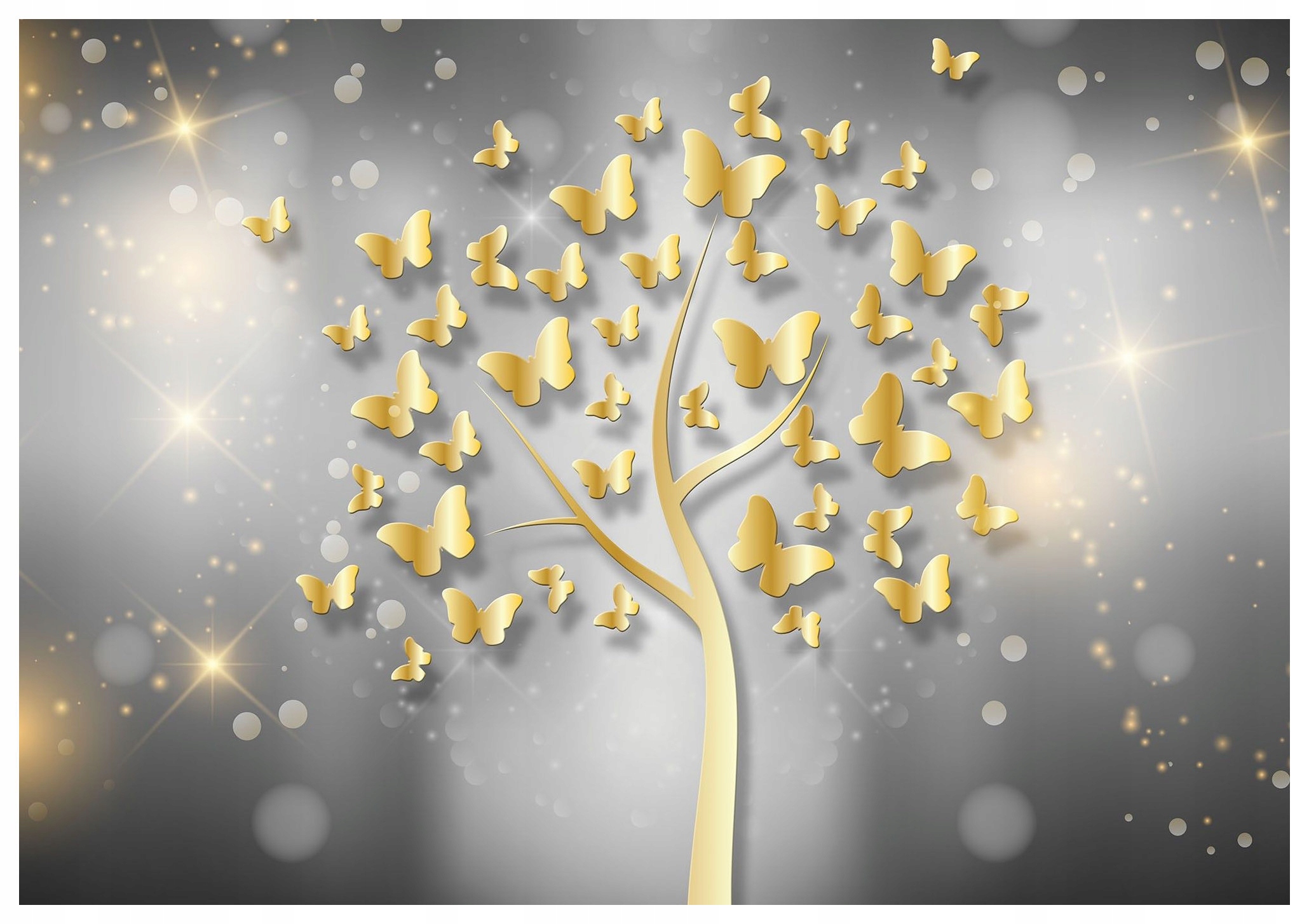Fototapeta Zlatý strom Motýli šedé vinylové pozadí 208x146 lepidlo
