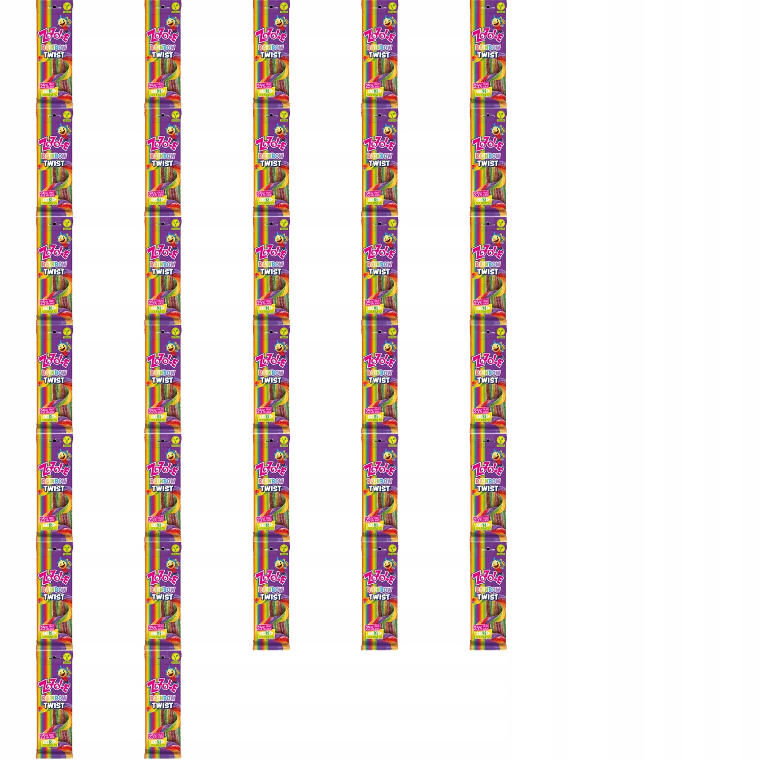 Levně 32 x 75 g Želé Bonbony Zozole rainbow twist měch