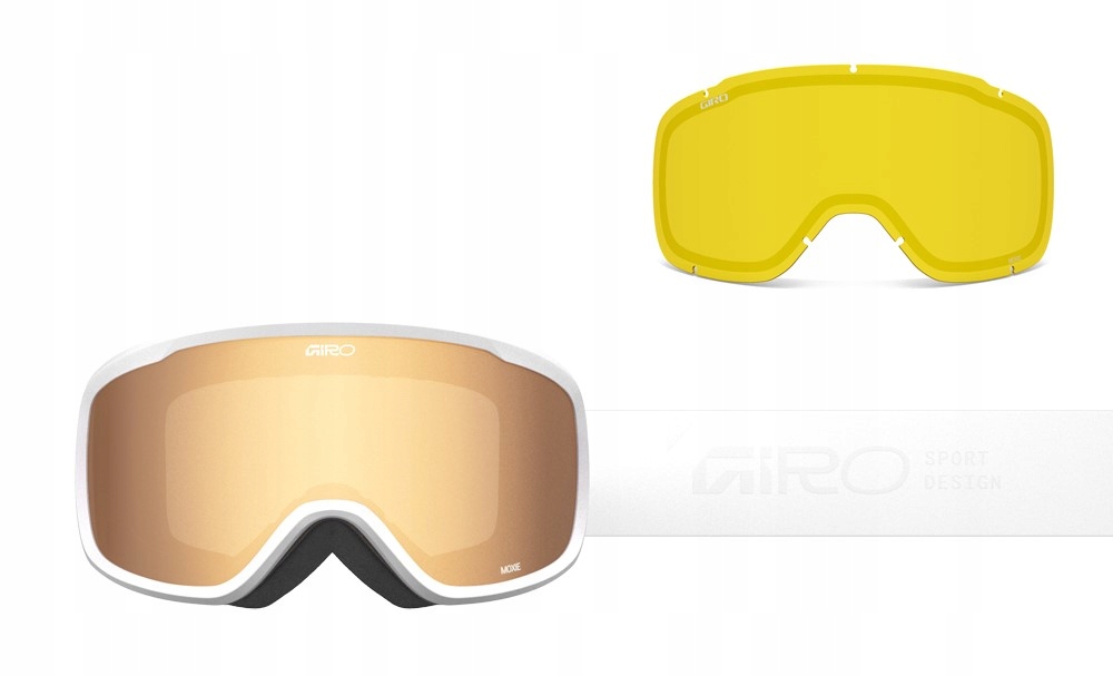 Gogle zimowe damskie Giro Moxie White Stacked (Cylindryczne)AMBER Gold+yell