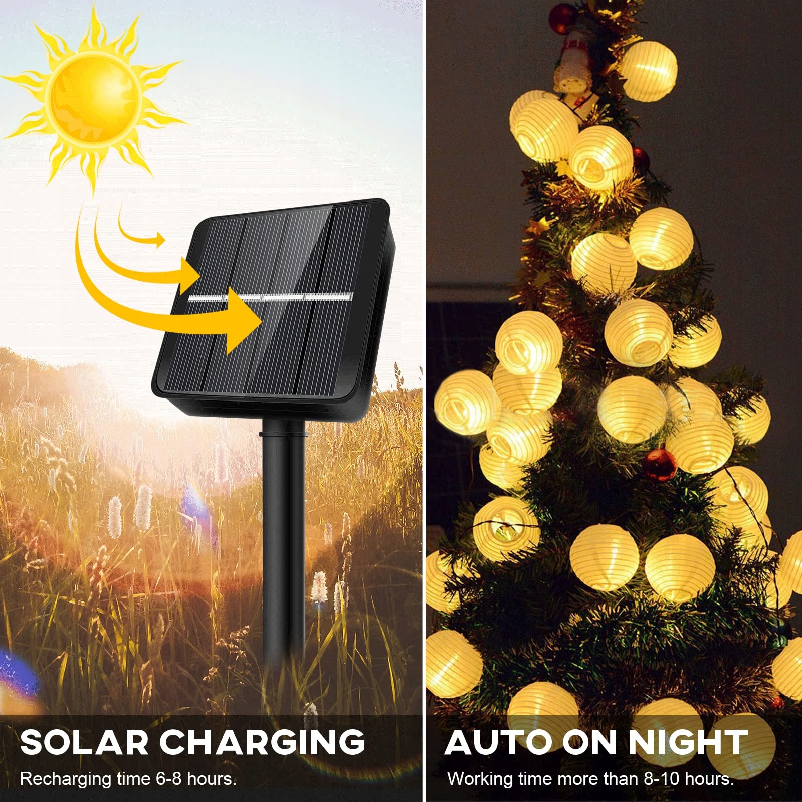 AUTING Solarna Girlanda Lampiony Zewnetrzne 6M 20 LED 8 Trybów — miniatura 5