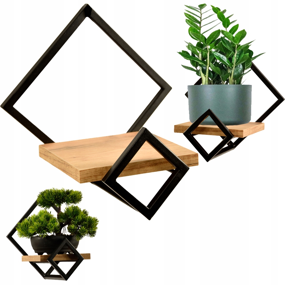 Držák Na Květináč závěsný na zeď, polička pod květinu, dub, nástěnný regál na květináč