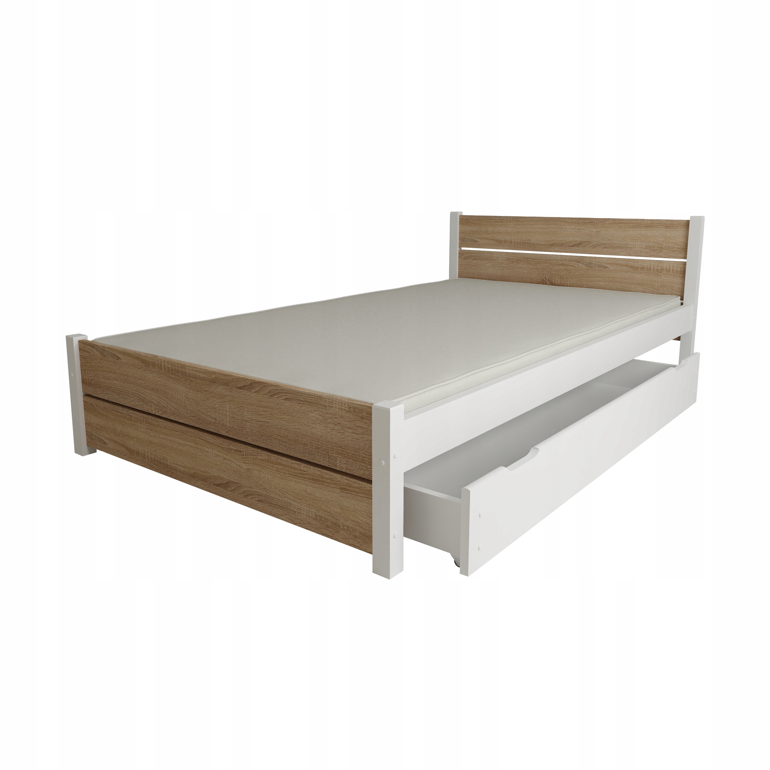 Dvojlůžko Bílé Dub Sonoma Laura 180x200 Se Zásuvkou Rošt Bonus