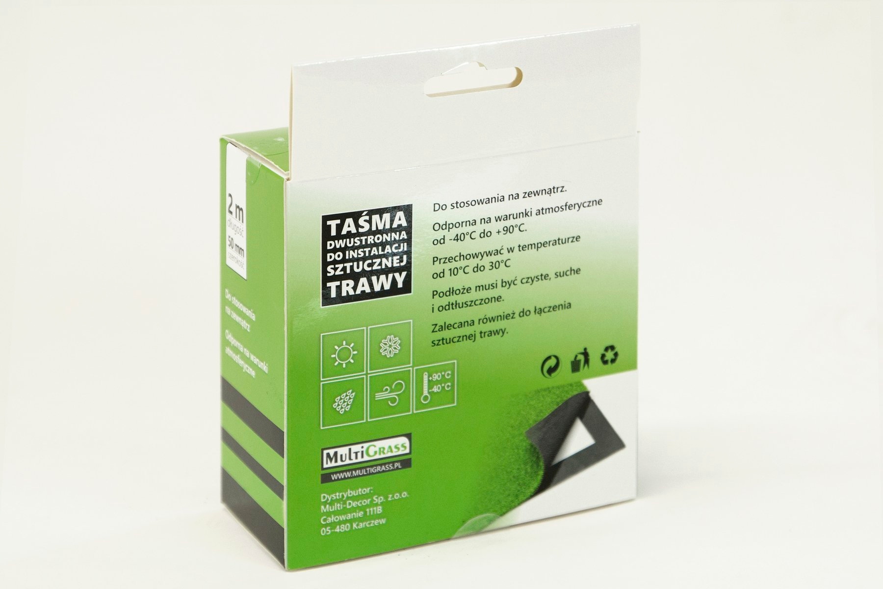 50 mm x 2 m TAŚMA 50mm DO SZTUCZNEJ TRAWY 2m ROLKA Grubość 2 mm