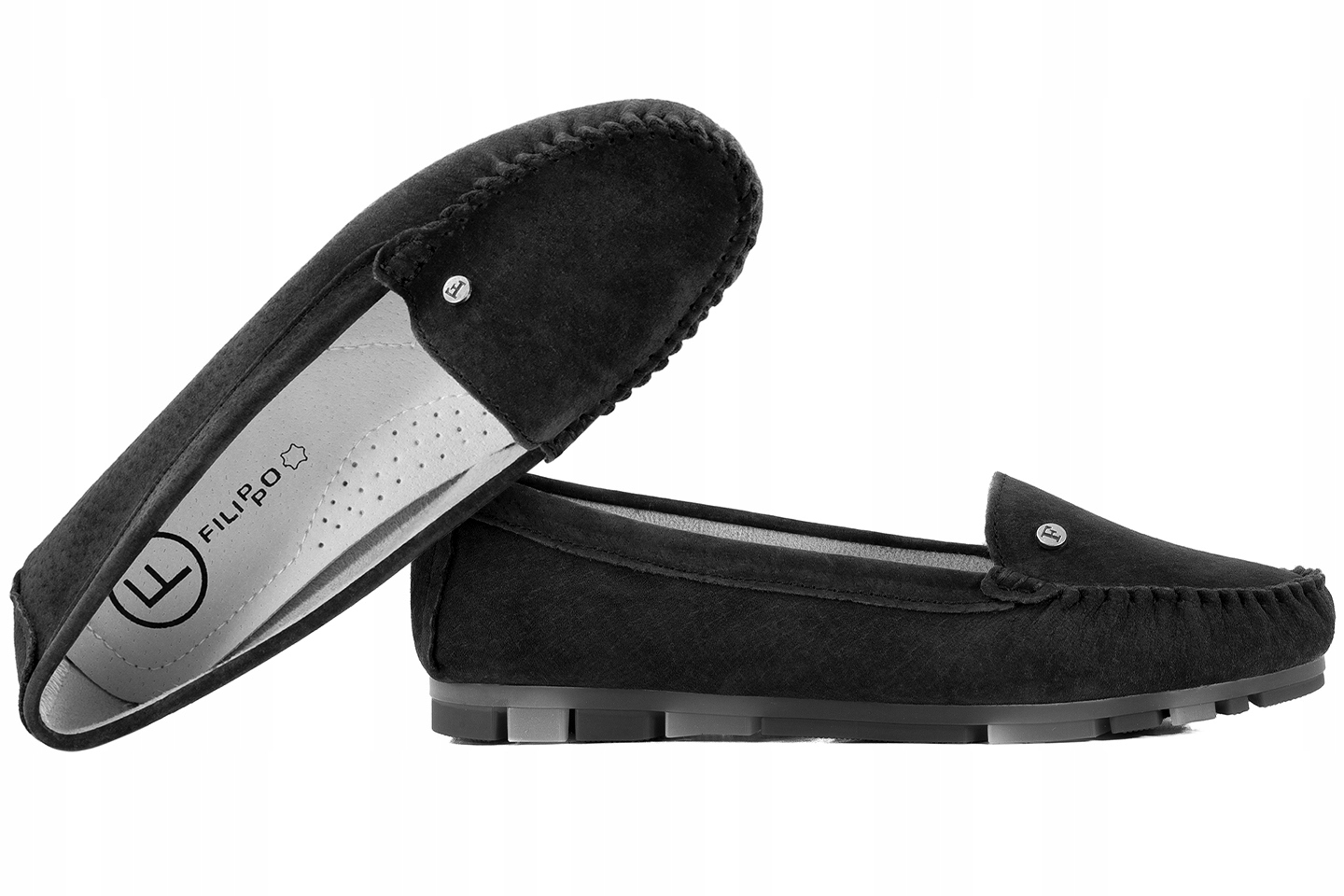 Filippo DP2037 Dámské Polobotky Mokasíny Semišová Kůže černá Černá 37