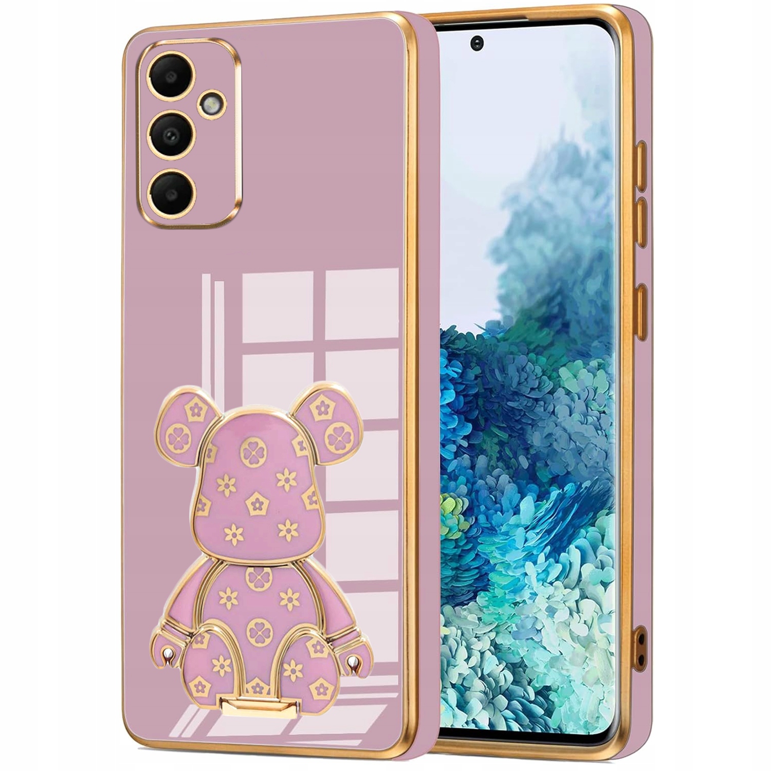 ETUI GLAMOUR DO SAMSUNG A15 4G / 5G MIŚ UCHWYT PODSTAWKA SILIKON + SZKŁO Marka Itel