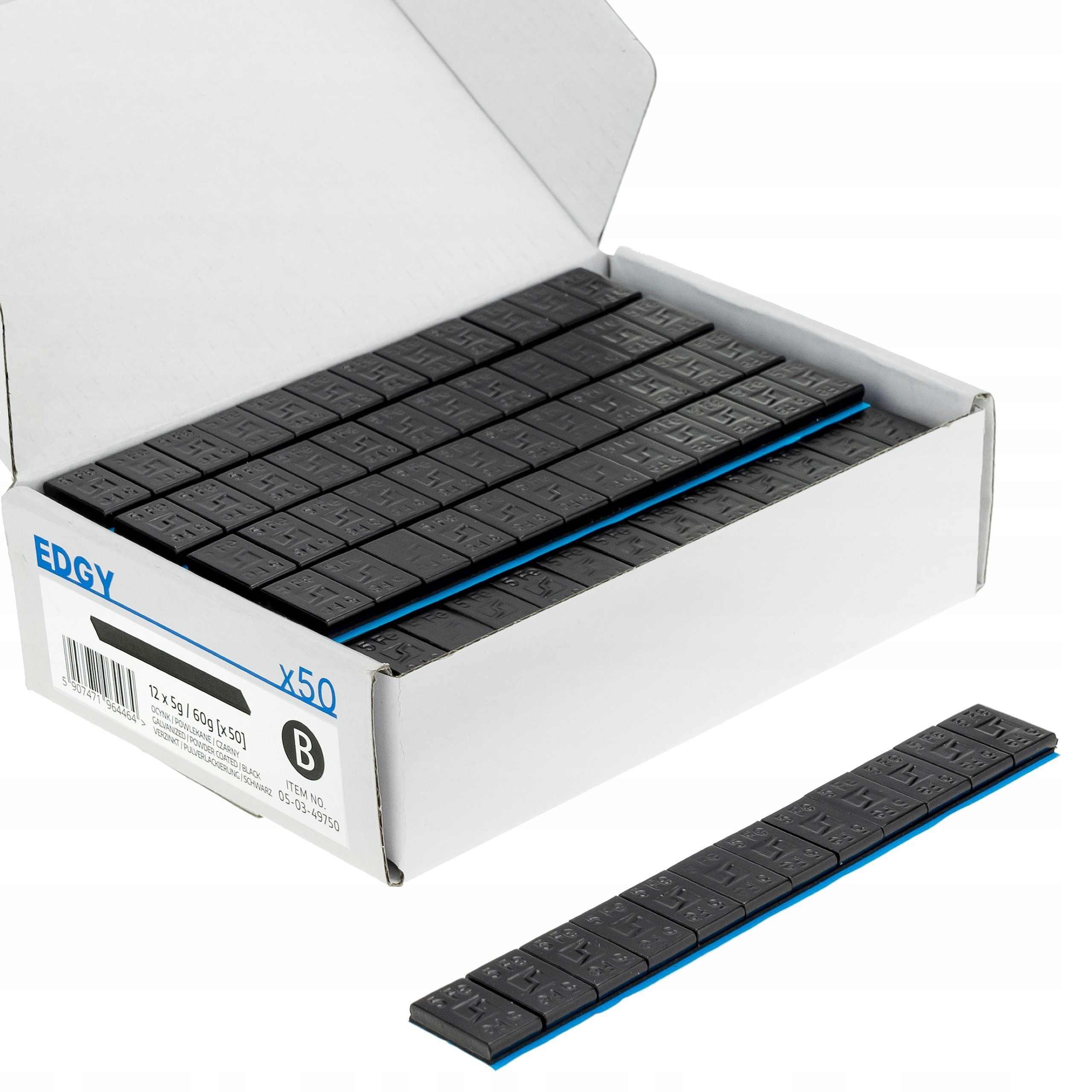 CIĘŻARKI KLEJONE DO FELG KÓŁ ALU CZARNE 5G STIX 50SZT PASKÓW EDGY SLIM Kod producenta 05-03-49750