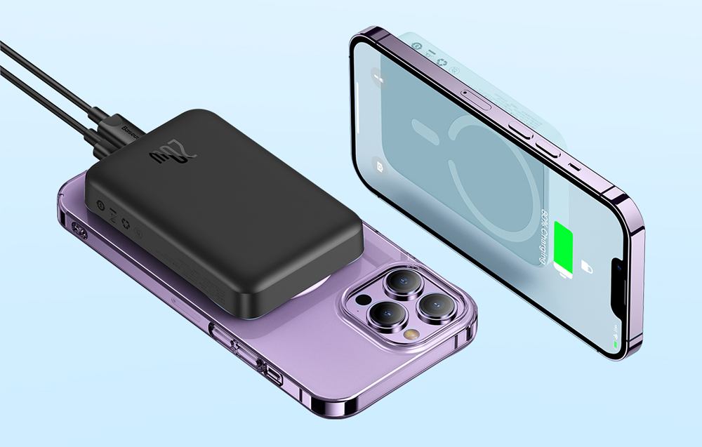 BASEUS MAGNETYCZNY POWERBANK BEZPRZEWODOWE ŁADOWANIE MAGSAFE 10000MAH 20W Liczba złączy ładujących 1