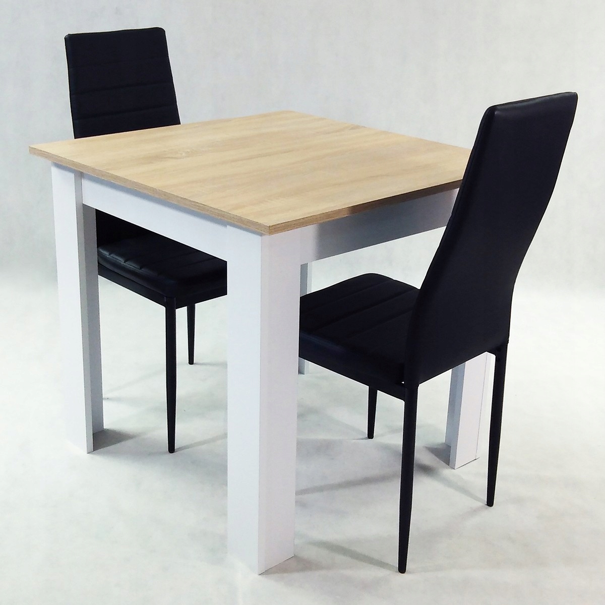 Zestaw stół Modern 80x80 2 czarne krzesła Nicea Marka BM Design