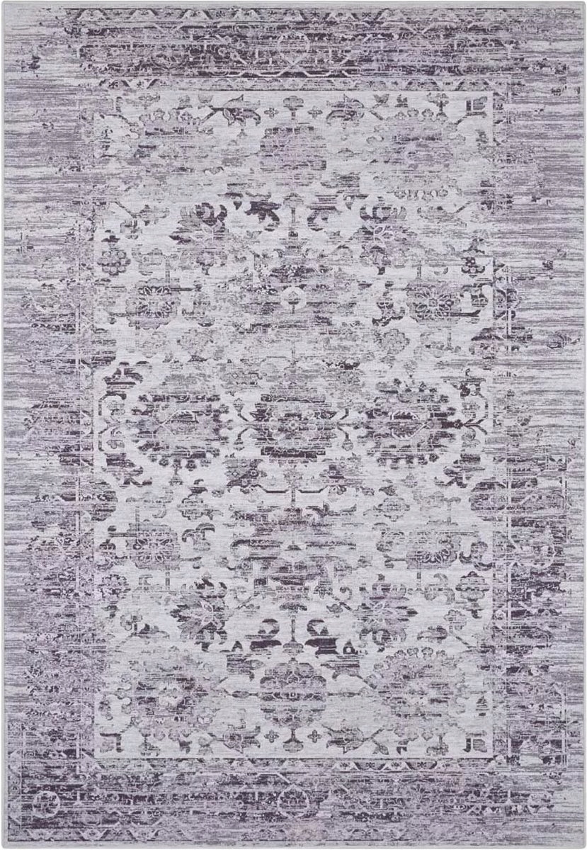 Koberec plochý tkaný do obývacího pokoje 80x150 cm, orientální šedo-krémový vzor