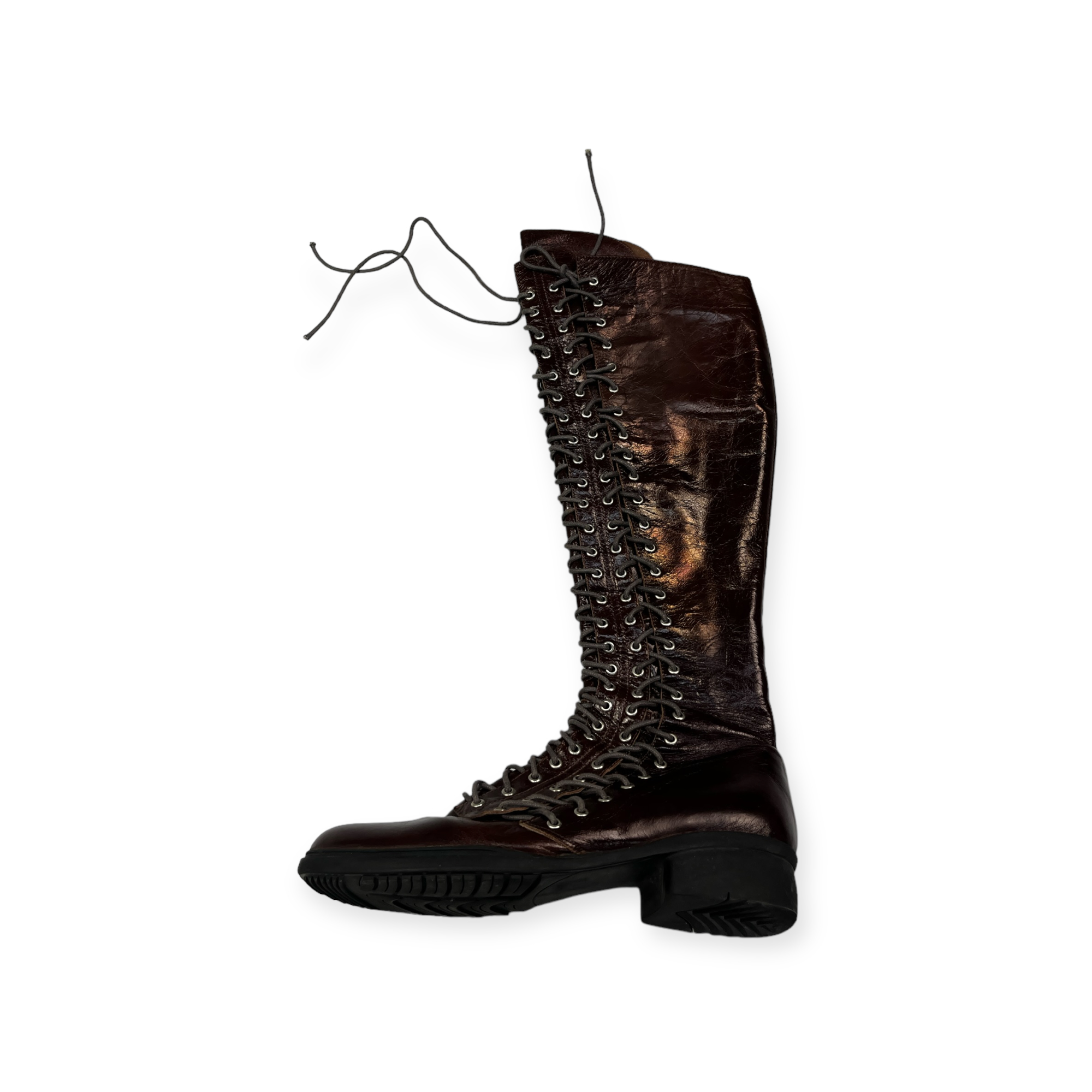 Hnědé vysoké dámské kozačky 41