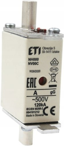 

Wkładka Topikowa Zwłoczna NH00C 40A gG 500V Eti