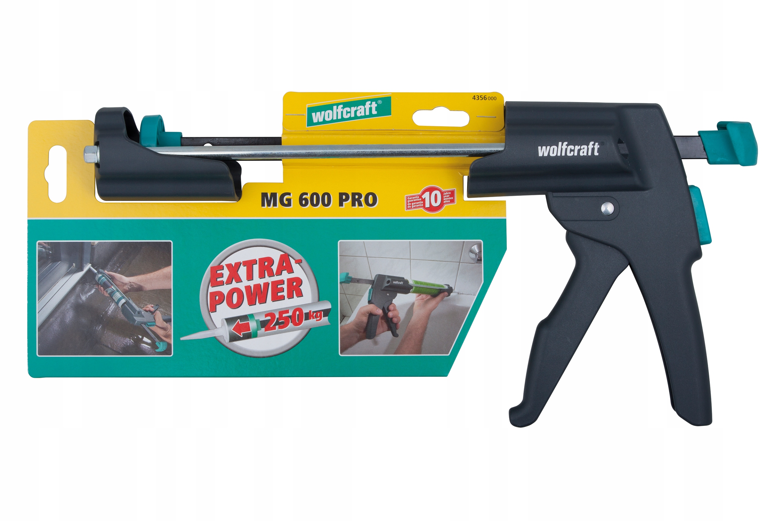Pistole na silikon pro husté hmoty velmi silná 250 kg Wolfcraft Mg 600 Pr