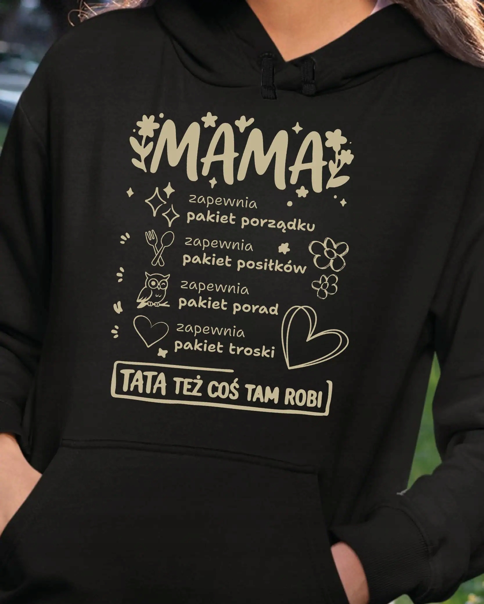 Vtipná Mikina s kapucí pro maminku Víceúčelová Černá XL