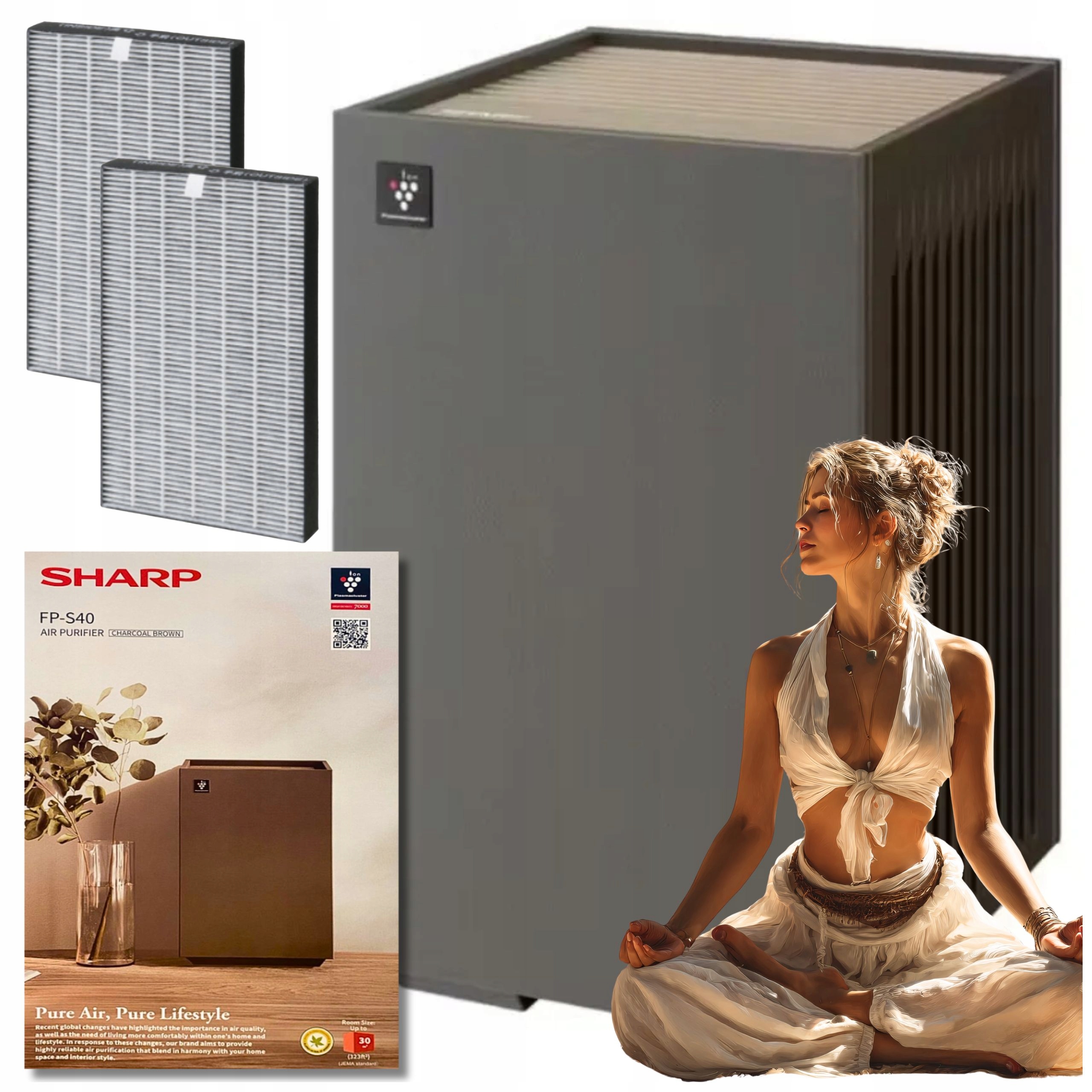 Sharp Čistička vzduchu s ionizací FP-S40EU-T pro alergiky Kompaktní
