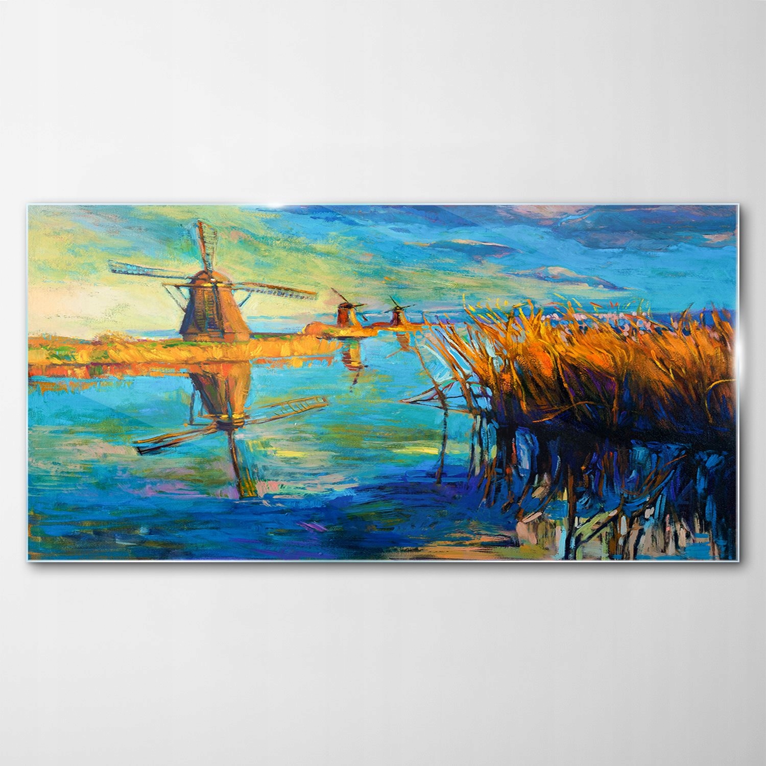 Tvrdený sklenený obraz Mlyny Voda Tráva 120x60