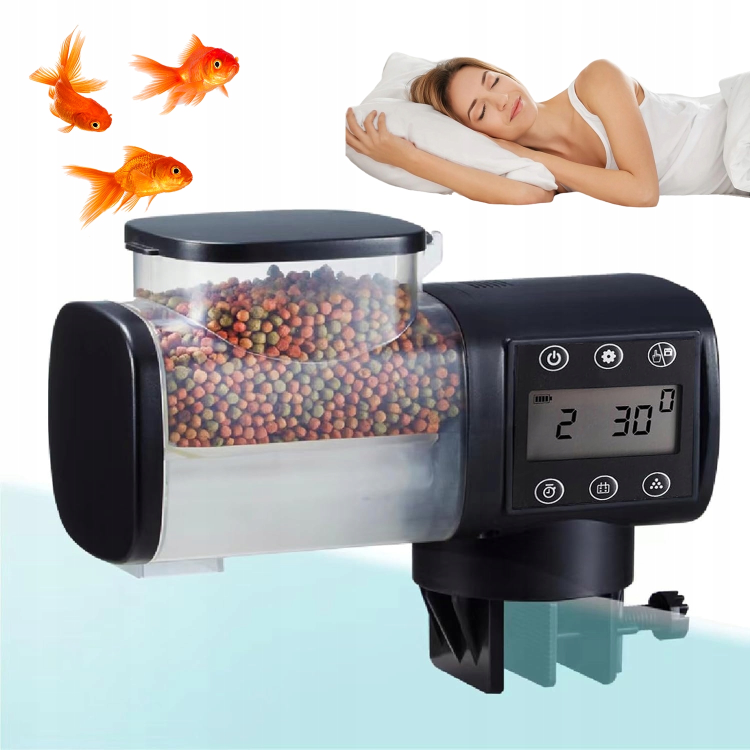 Levně Automatické Krmítko Pro Ryby 500 ML S Většinou Akvarijních Krmiv