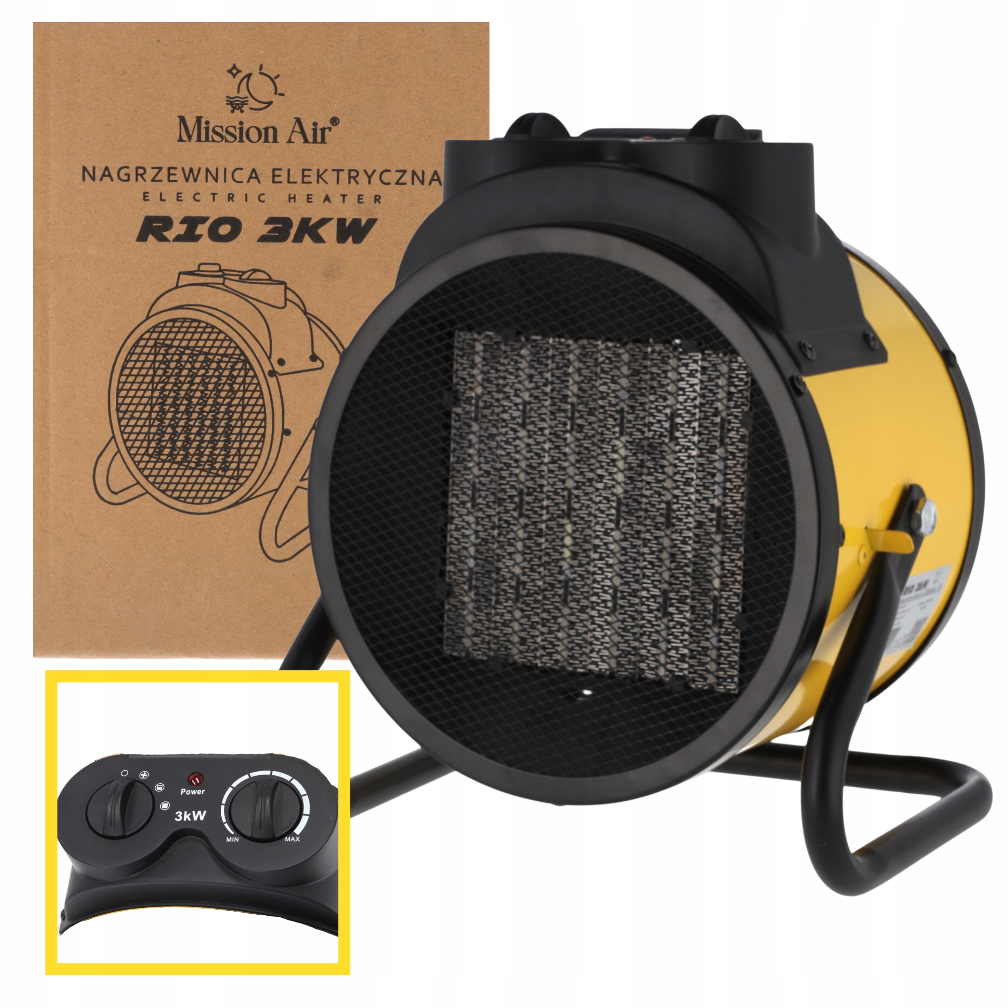 Elektrický ohřívač Ptc Ohřívač Dmychadlo Mission Air 3000 W 3 kW Výkonný