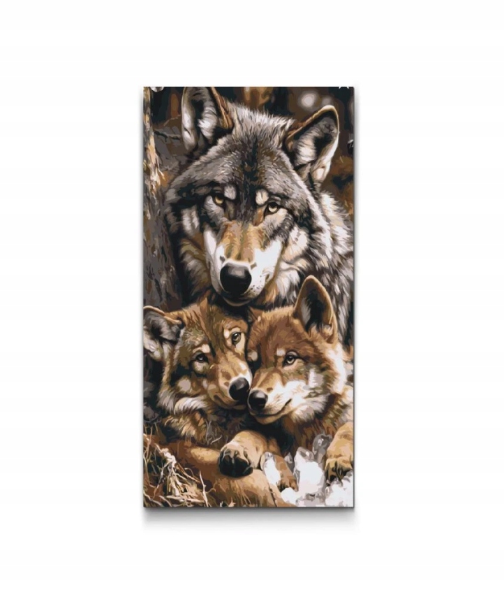 Malování Podle Čísel Rodina Vlci Bronzové Smečka Les Stromy Velký 40x80 cm