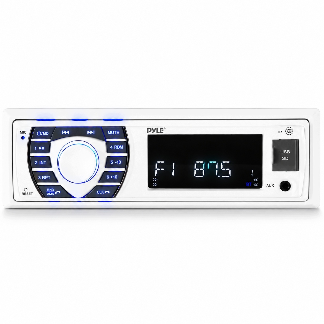Pyle PLMRKT36WT – Białe Radio Marine Usb Bluetooth 4 × 75 W do łodzi jachtu