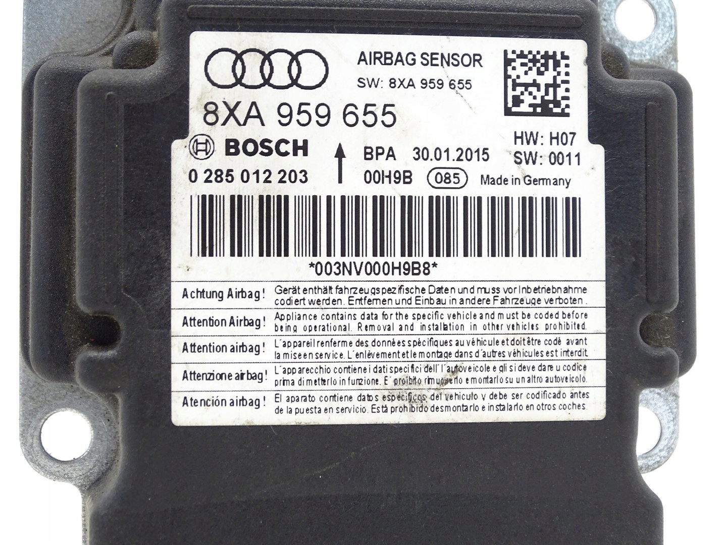 modulo SENSOR airbag POWIETRZNYCH airbag AUDI A1 8XA959655