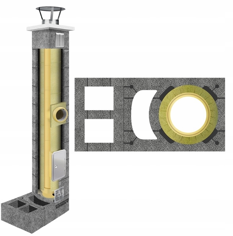 Keramický komínový systém KW+W2 fi 180 11 m, izolovaný, zateplený 36x74
