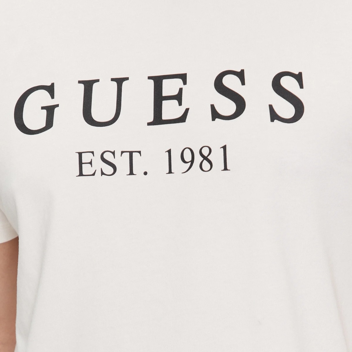 GUESS KOSZULKA MĘSKA T-SHIRT CN SS TEE ECRU r.L Rozmiar L
