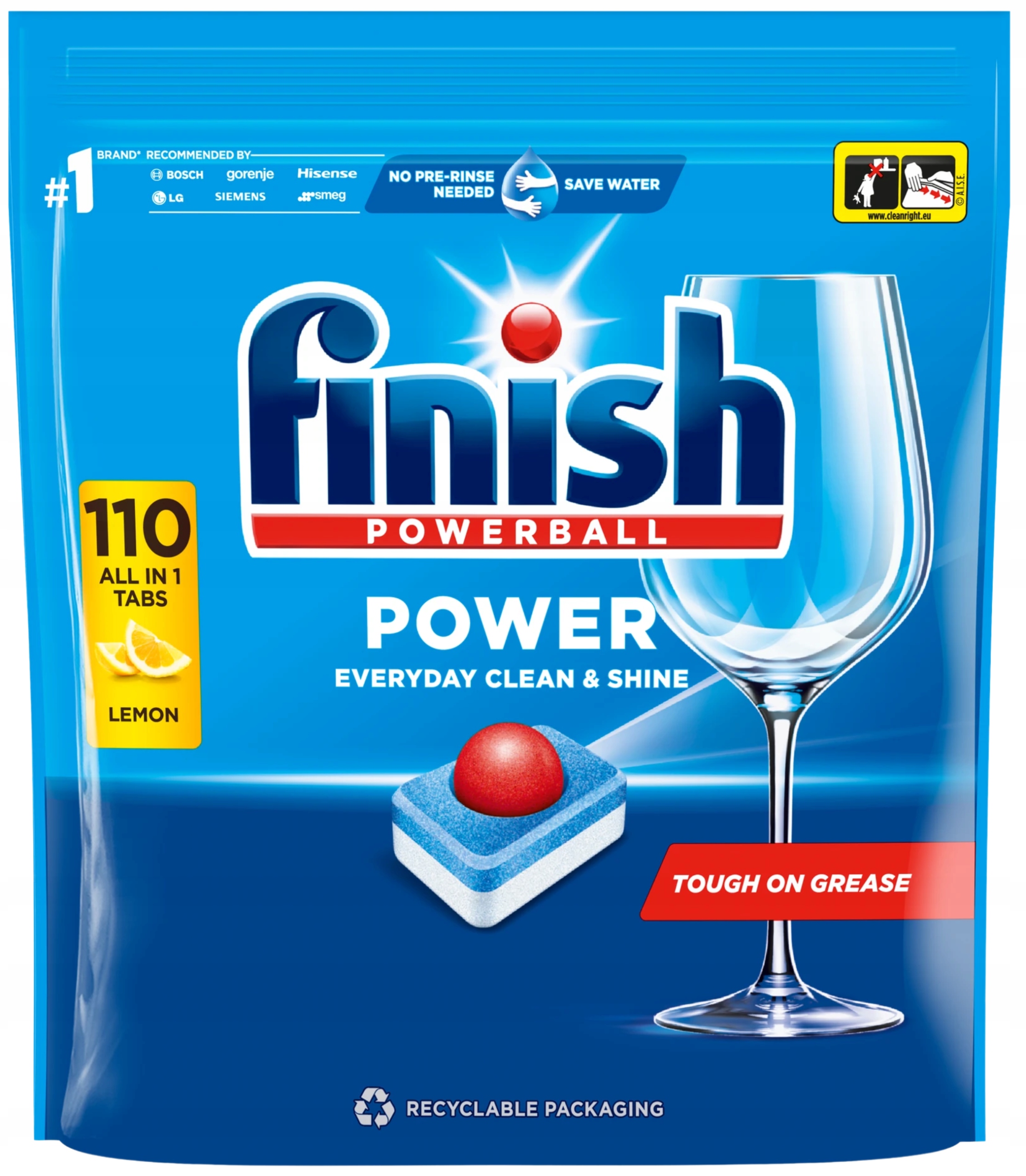 Finish Powerball Power All in 1 Lemon tablety do myčky nádobí 110 ks 1760g