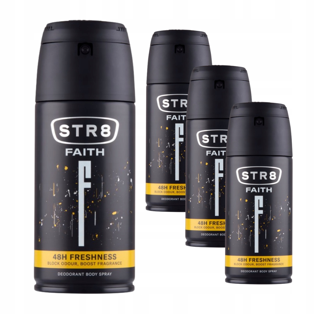 Dezodorant Spray Dla Mężczyzn STR8 Faith Odświeżający 150 ml x 4 sztuki