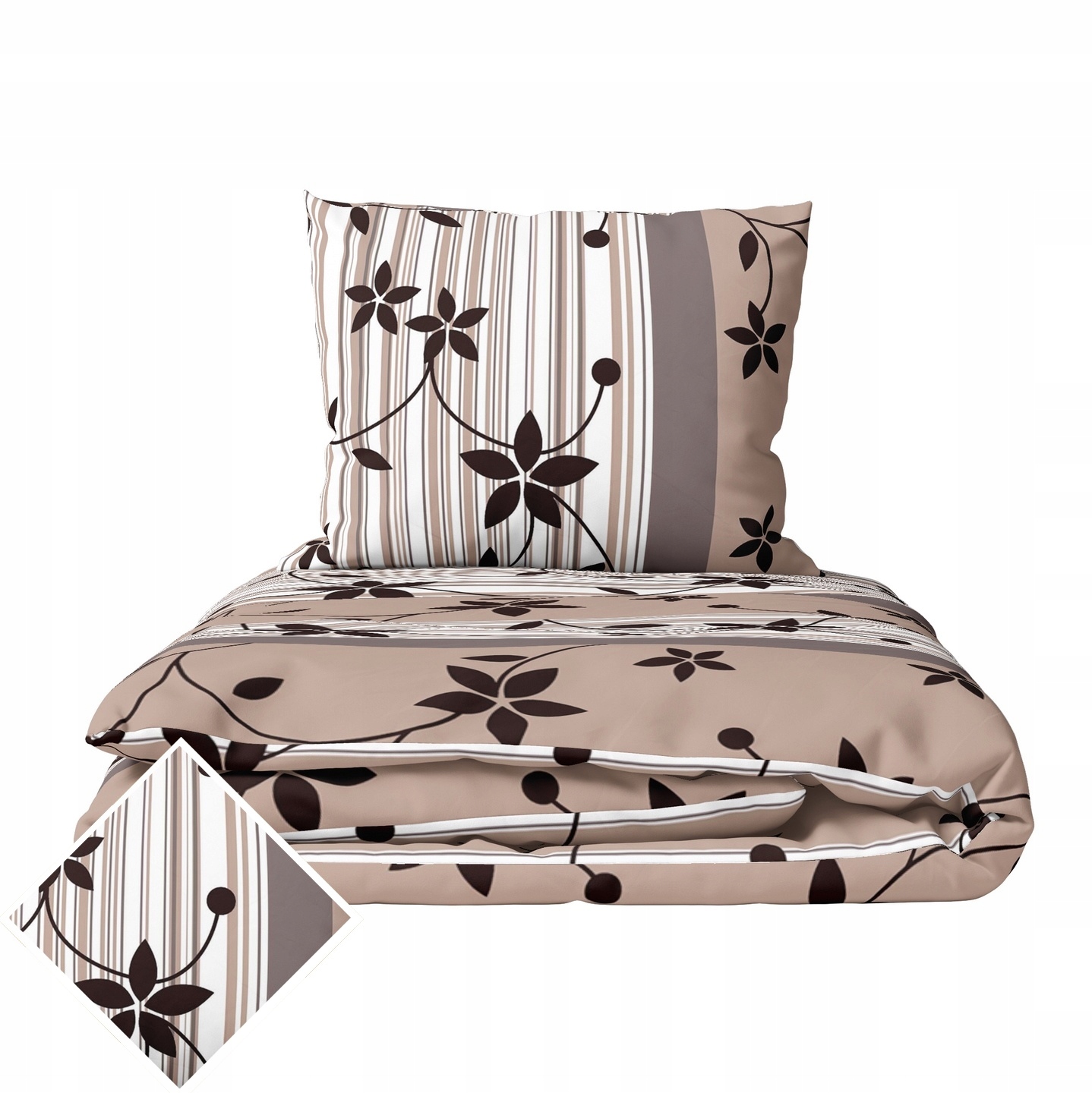 Sada Povlečení 160x200 2x70x80, 100% Bavlna, 140 g/m2, vzor: Popínavá béžová