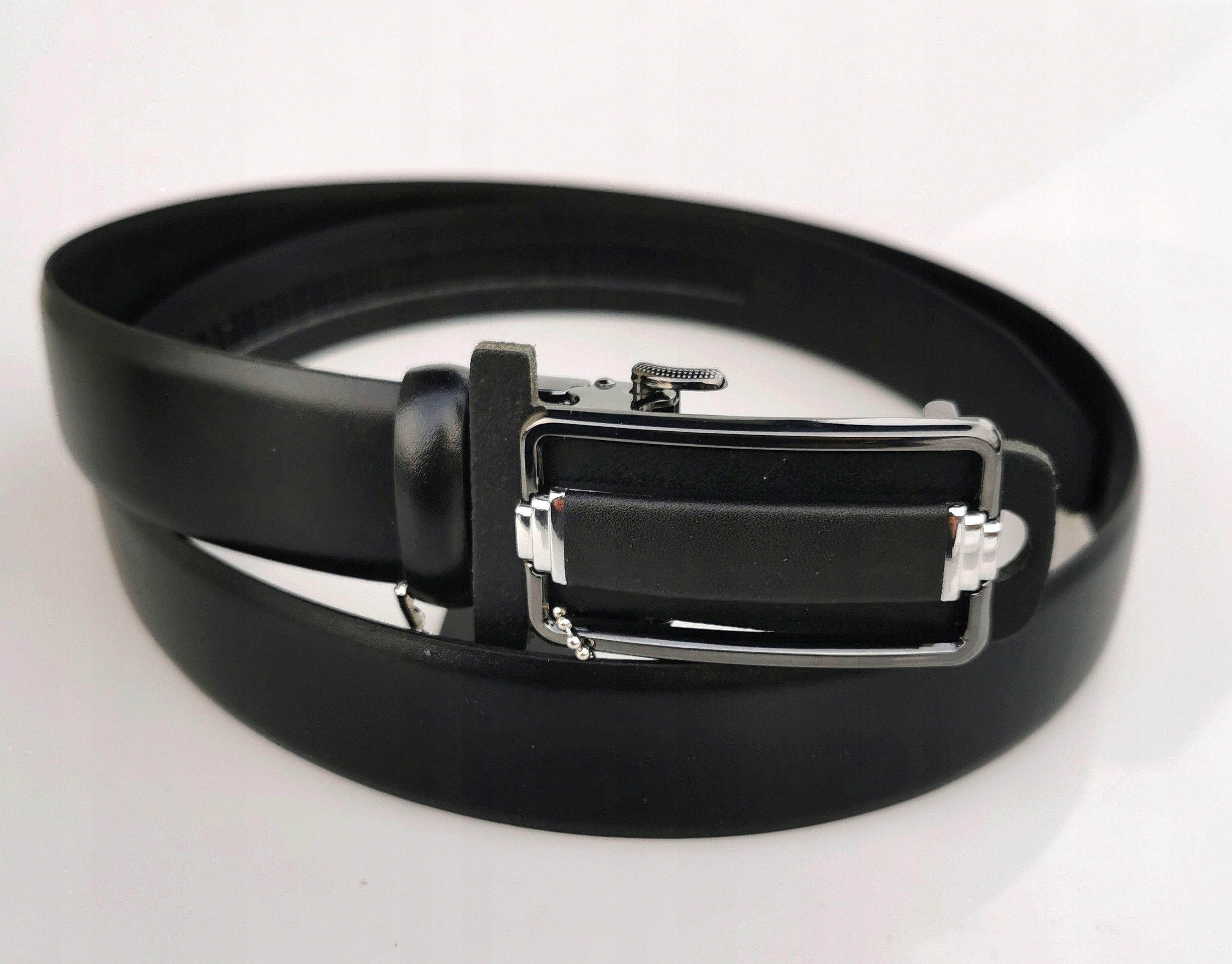 PASEK CZARNY SKÓRZANY KLAMRA Automat DŁ 115 cm 40/100 pas