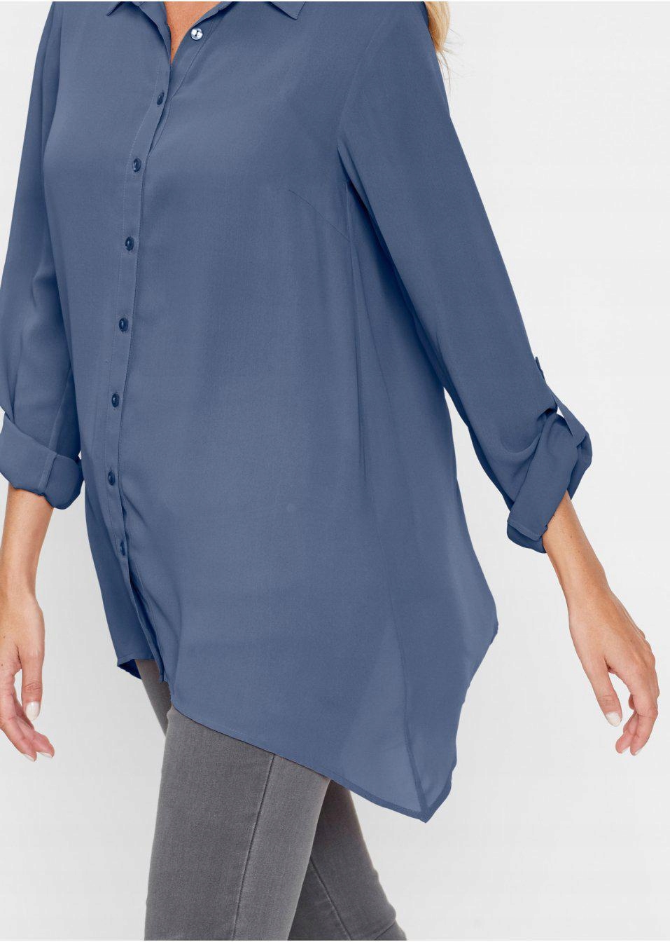 42 Bonprix WNL DŁUGA KOSZULA ASYMETRYCZNA Kolor niebieski