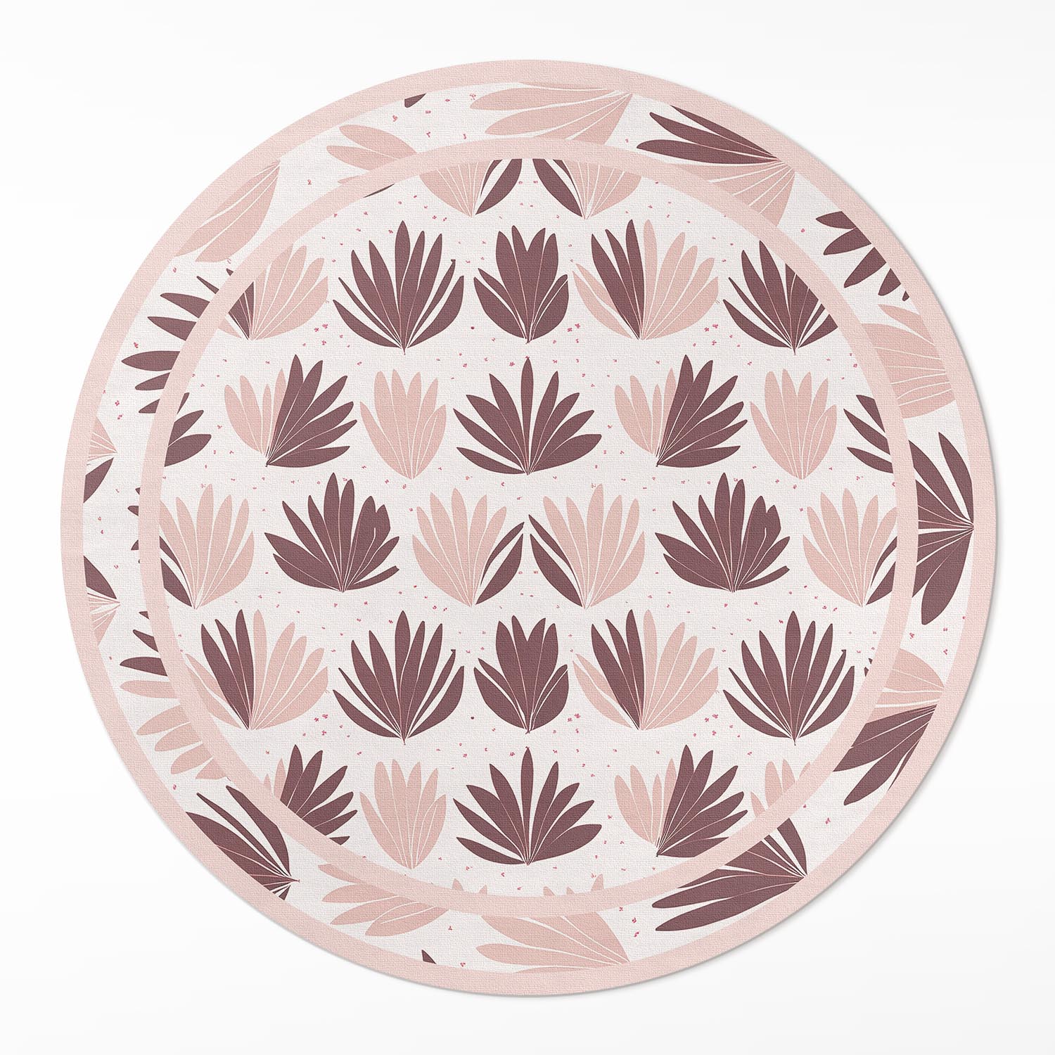 Kulatý Koberec Vinyl fi 100 cm Boho ozdobný vzor pastelových rostlin květin