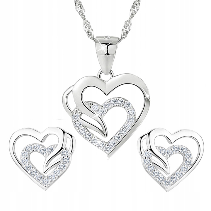 Sada stříbrných šperků srdce stříbro 925 srdce na Valentýna