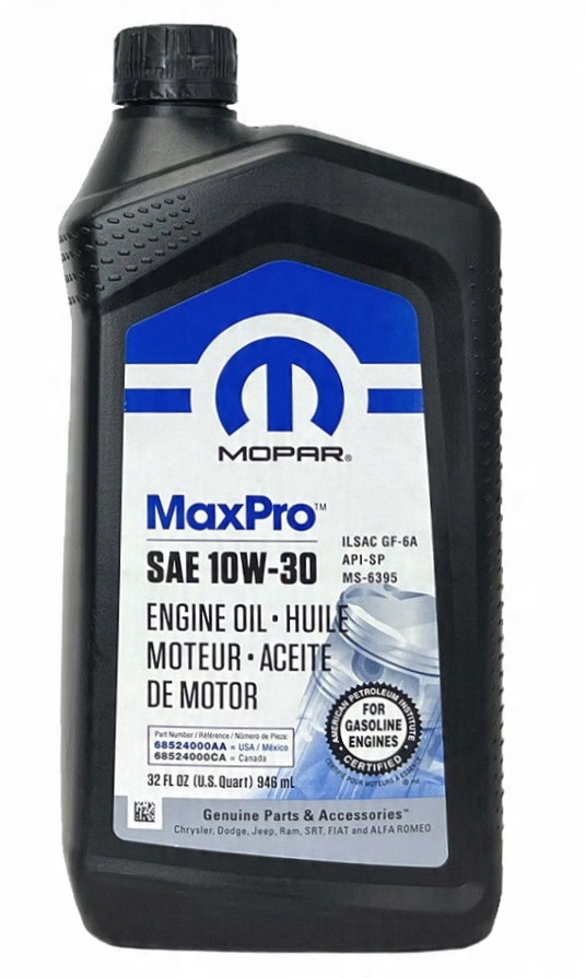 

Mopar Maxpro 10W30 0,946L 1L Ilsac GF-6A Chrysler