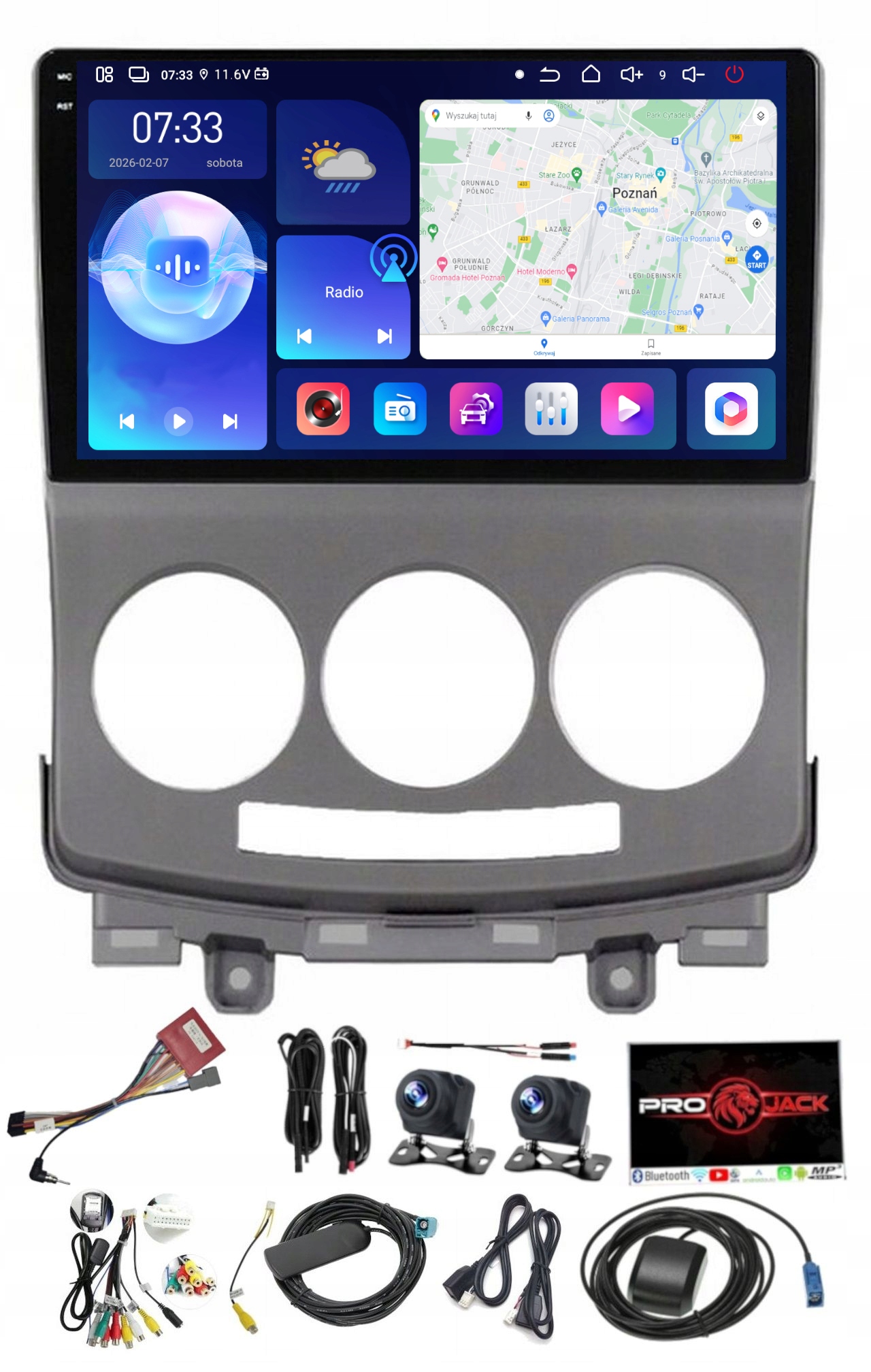 Rádio Navigace Carplay Gps Android Bt Mazda 5 2005-2010 6GB 128GB Sim