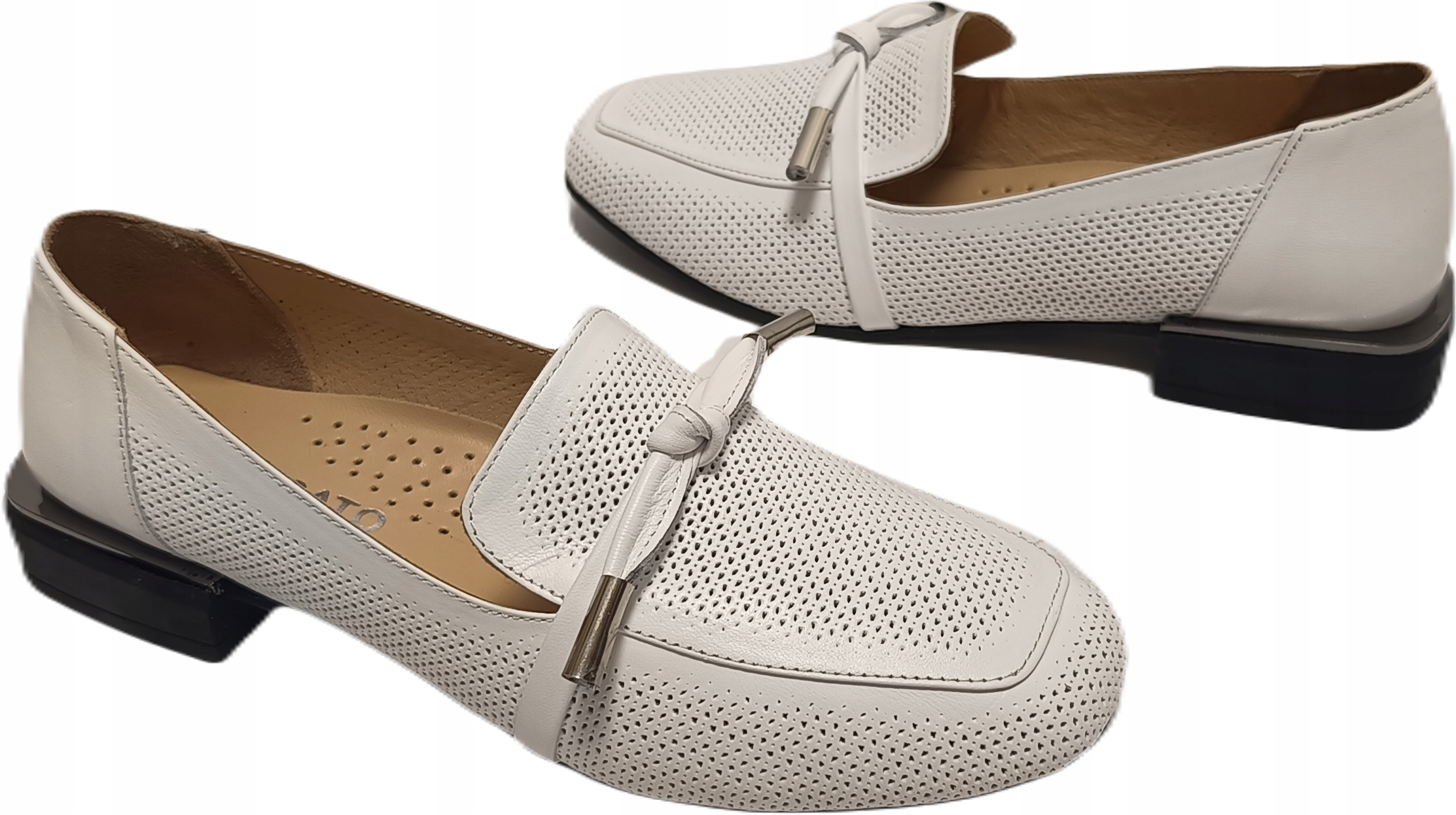 Mokasíny kůže lico azur Boccato 080.5238 bílá R38