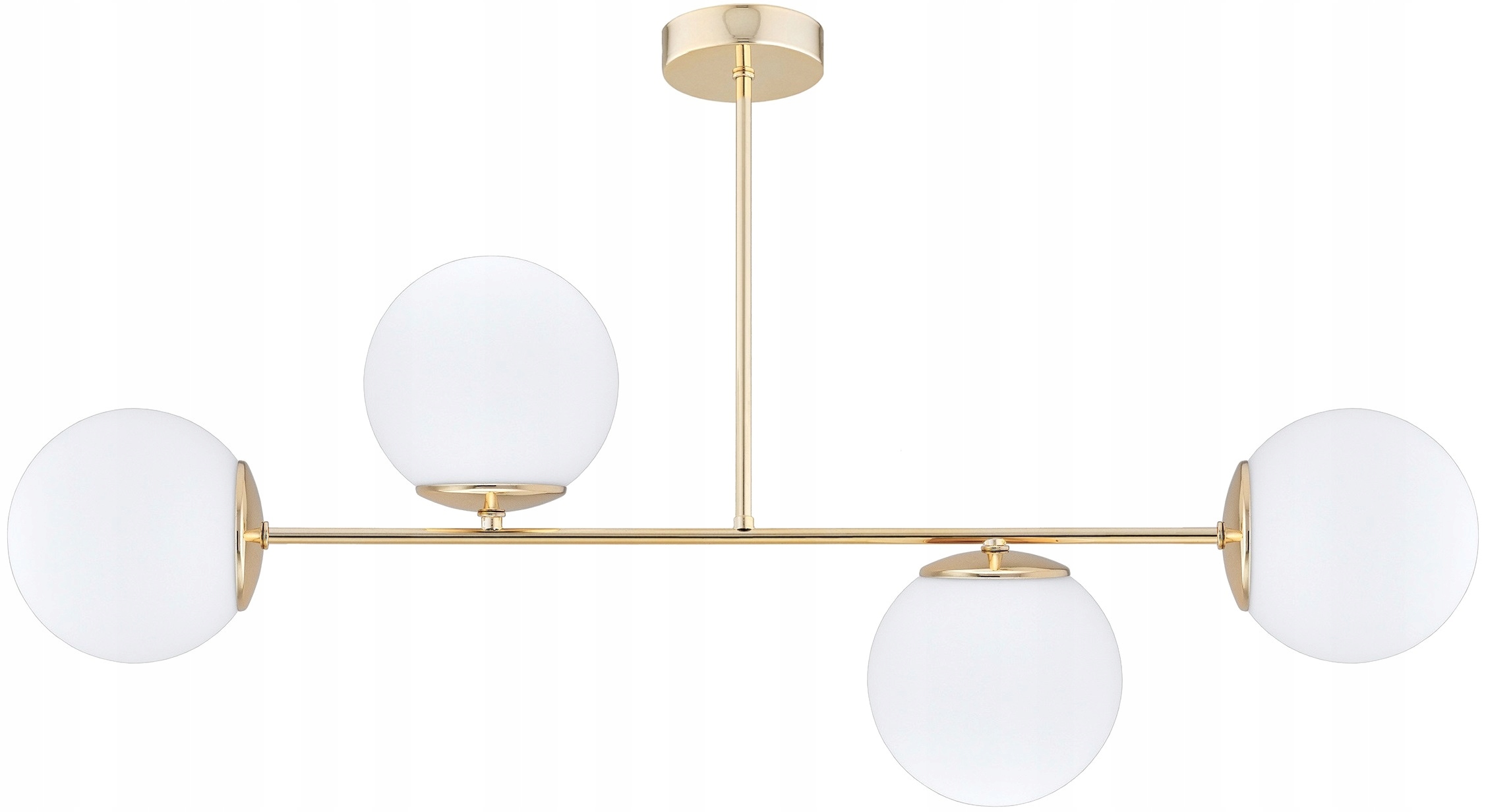 Złota Lampa Wisząca Sufitowa Żyrandol Białe Kule Milo Led E27