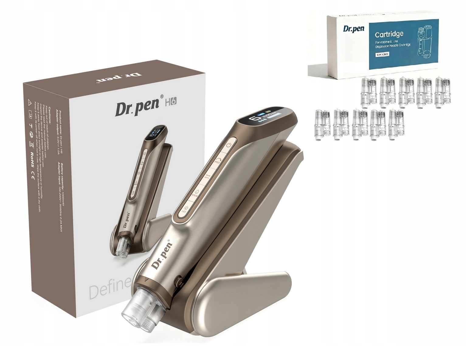 Hydra Pen H6 Dermapen Dr Pen Mezoterapia Mikroigłowa 5 kartridzy (blue)