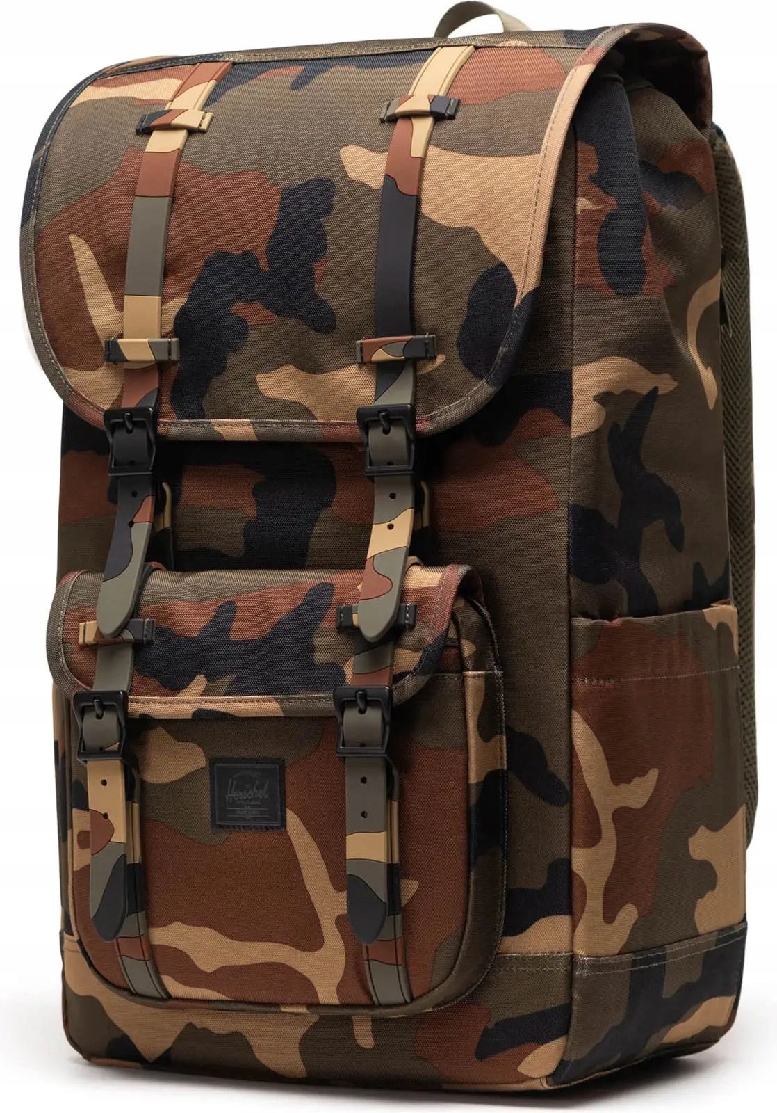 Batoh Herschel Little America 30L Woodland v maskáčové barvě s černým štítkem