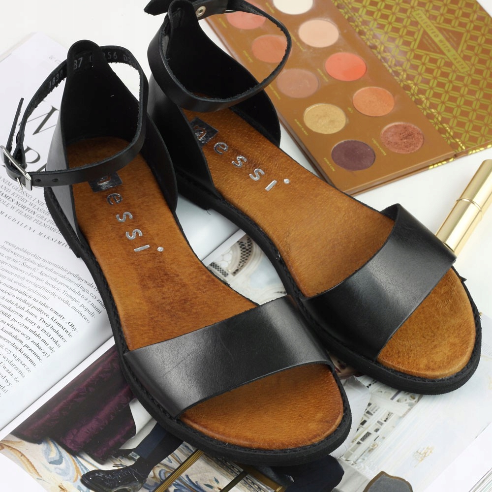 

Czarne Sandały Płaskie Nessi 18382 damskie R.38