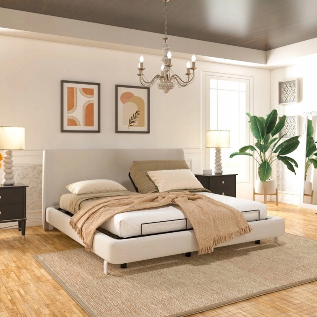 Elektryczne łóżko regulowany zagłówek oparcie stelaż rama 200x90 Szerokość produktu 90 cm