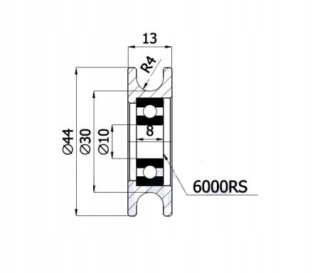 ROLKA ROLKI METALOWA fi 44 mm NA LINĘ LINKĘ 8 mm Marka Zabi