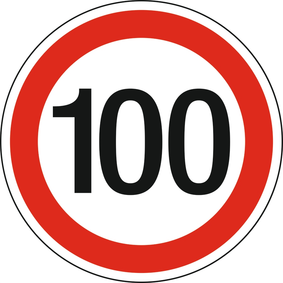 

Naklejka Ograniczenie Prędkości 100 Km/h 15cm
