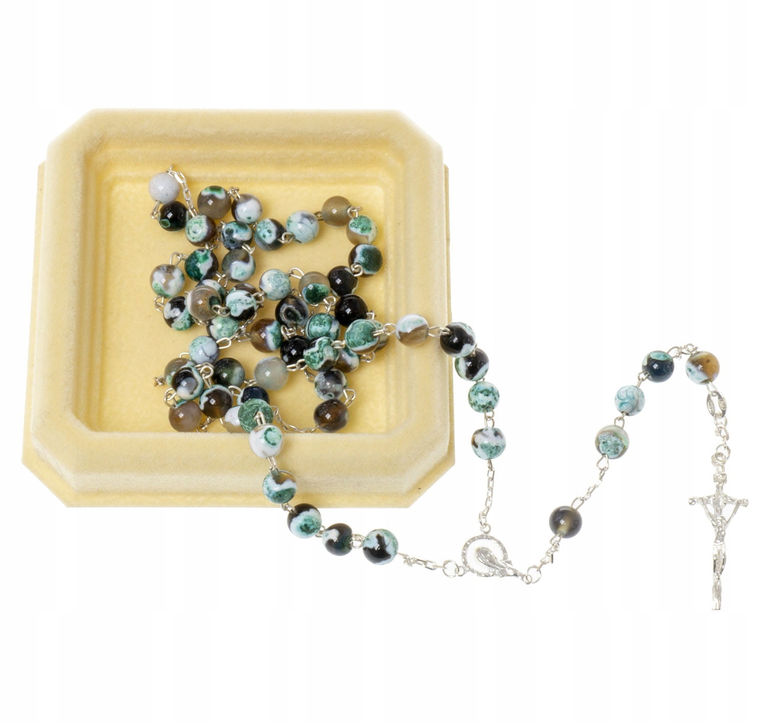 Stříbrný růženec z kamenů pro přijímání na svatbu 925