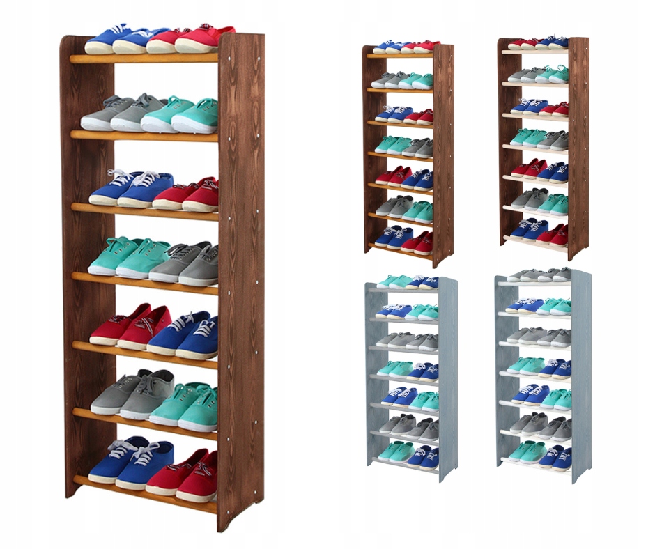 Regál na boty dřevěný stojan regál na obuv 7 Polic šířka 45 cm Bronz-Olch